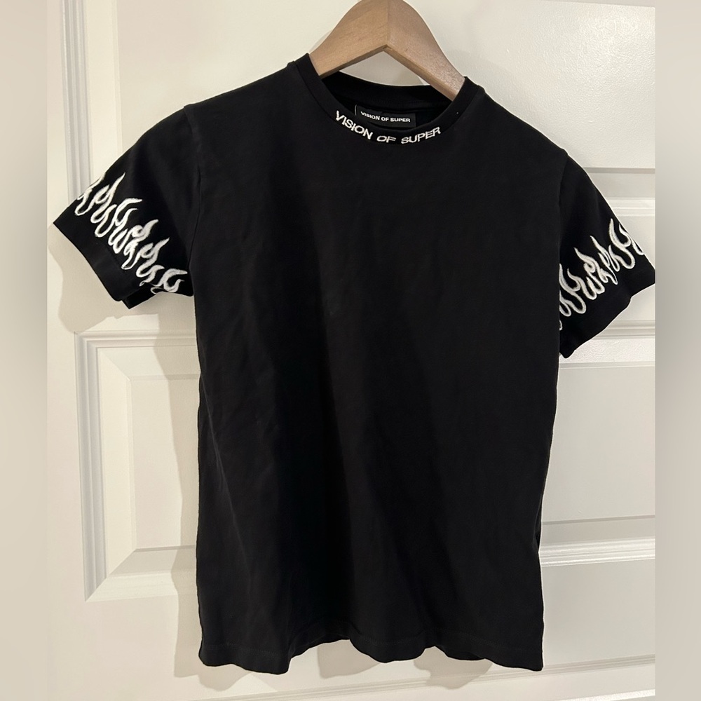 Vision of Super Black T Shirt Size 10 Kids